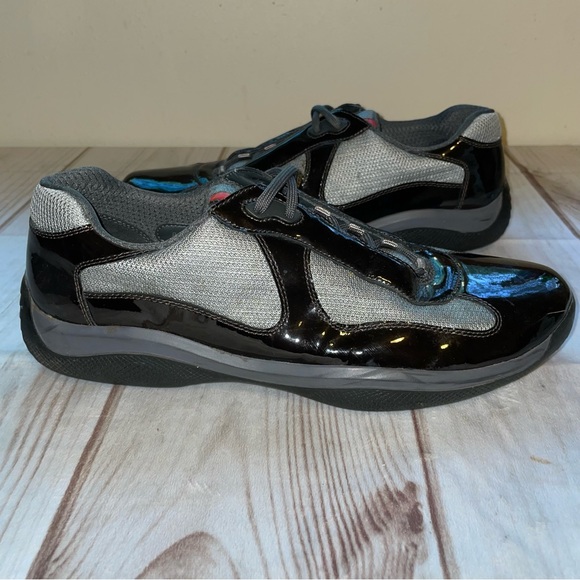 Prada Other - Prada Americas Cup Sneakers Men Black Patent Leather UK 11 US 12